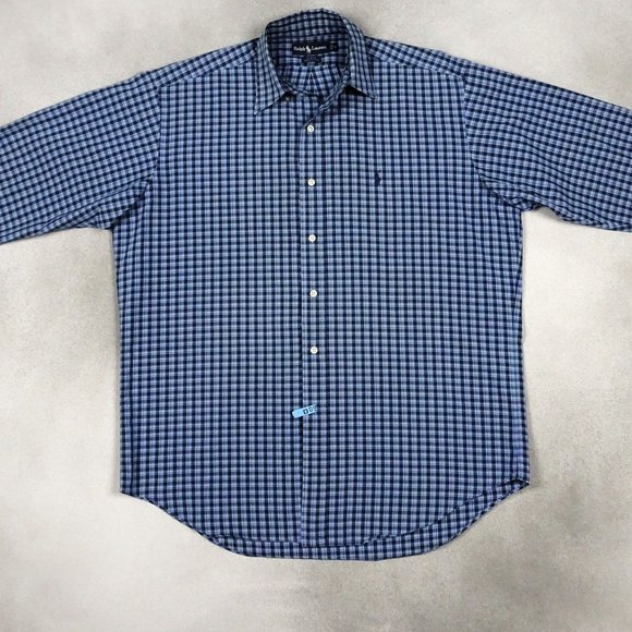 Ralph Lauren Blake Plaid Button Down Cotton Shirt Mens M 38 40 Relaxed Fit Oxfor - Picture 1 of 5
